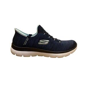 Skechers Womens Navy Air-Cooled Memory Foam Wode Fit Slip-Ins Shoes Size 9